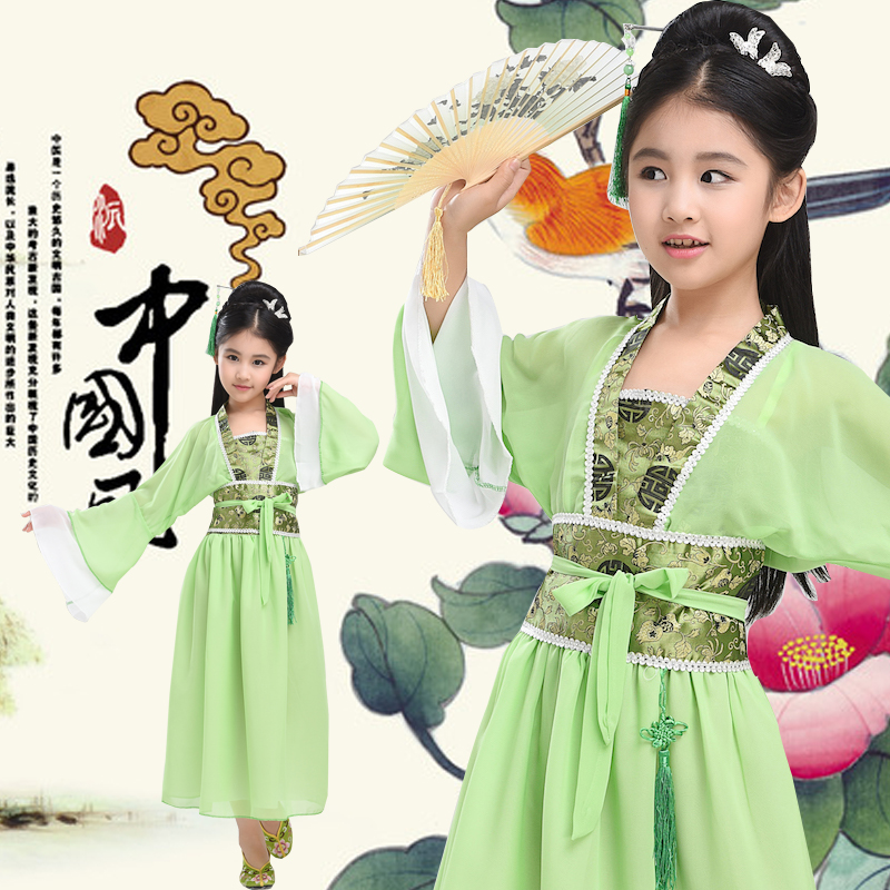 cô gái 11 tuổi mặc chiếc váy cổ xưa trẻ em công chúa hàng ngày Han quần áo trẻ em cổ chiếc váy cô gái cổ tích qing