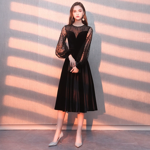 Черное цветное длинное вечернее платье, 2020, длина миди