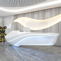 Customized large-scale creative special-shaped fiberglass painted front desk company lobby reception desk sales department service desk bar