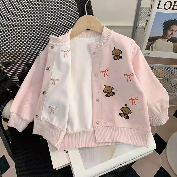 Girls' Spring Coat 2025 New Stylish Top Baby Girl Cardigan Comfortable Clothing Puppy Coat Trendy Style 1