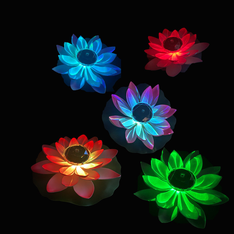 Solar LED Landscape Lotus Wishing Lotus Lamp Outdoor Waterproof Pool Floating Scenic Area Landscape Layout Decoration