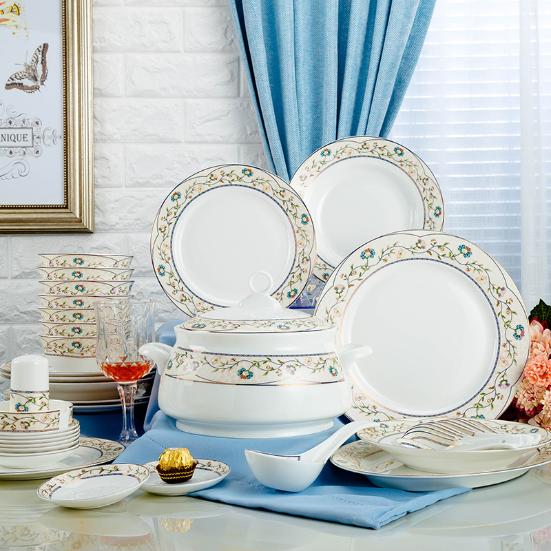 Jingdezhen Bowls Dish Cutlery Sets Group Home Chinese Style Dishes Ceramic Combined Eu Style Brief Bowl Wedding Joe Relocation Gift