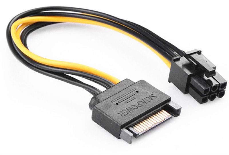 6P-turn SATA power cord 15p turn 6P reverse power transfer line 15 pin independent display card power supply line 6PIN line