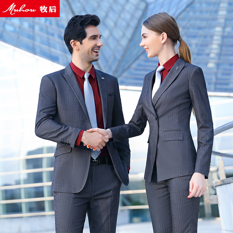 Business striped suit suit men and women coworking clothes bank office occupation positive dress autumn winter new coat