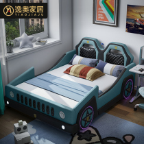 Childrens bed Boy 1 5 car bed solid wood cartoon bed fabric children Sports Car 1 2 small bed single bed with guardrail