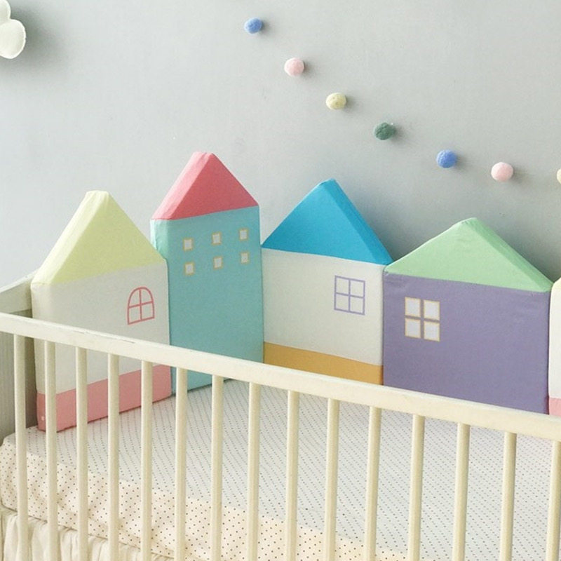 Bed Circumference Soft Bag Nordic Macaron Small House Baby Boy Room Crash-proof Head Protection Decorative Cushion Wall Leaning Back head