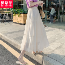 Hip thigh thick middle long long a-shaped high waist chiffon skirt Women summer 2021 New thin hipster skirt