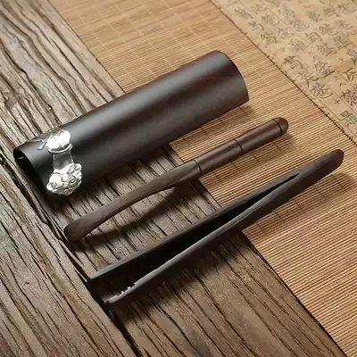 Ebony paste tin flower tea set Tea clip teaspoon tea dial three-piece set Kung Fu tea Road tea art tea set accessories set set