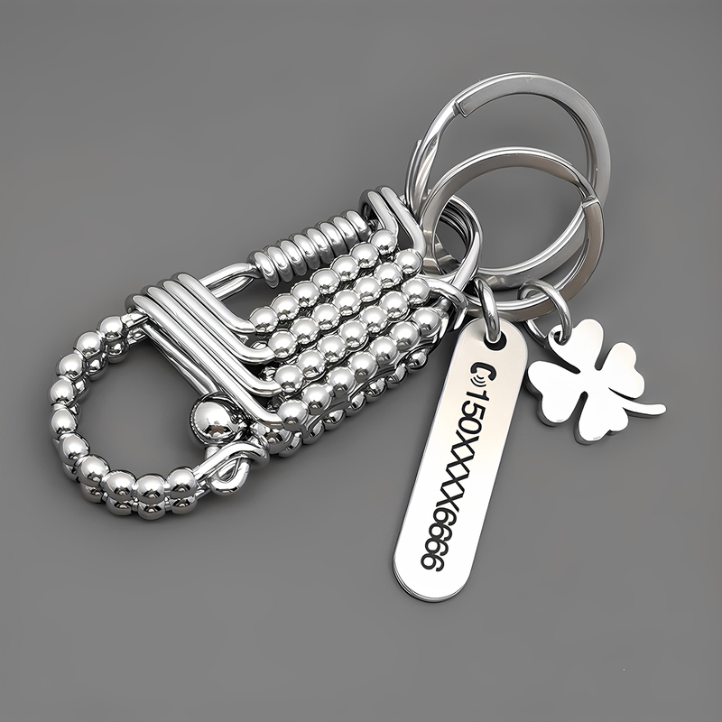 Internet-Famous Pure Stainless Steel Keychain 304 Creative Handmade DIY Men's Welding Wire High-End Car Waist-Hanging Durable Key Chain