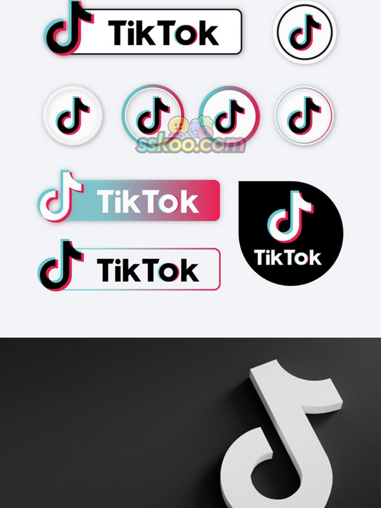 TikTok抖音APP立体3D高清图片LOGO海报背景AI矢量EPS设计素材插图7