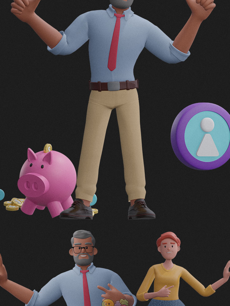 3D立体金融理财人物pose角色插图插画png免扣blender设计PPT素材插图3
