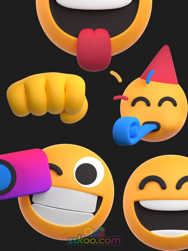 3D立体Emoji笑脸表情包手势开心微笑icon图标png免扣sketch插图xd插图2