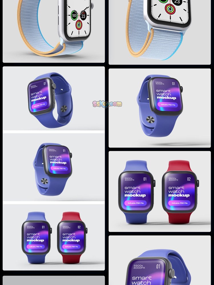 苹果apple watch智能手表UI界面作品展示贴图样机PSD设计模型素材插图2