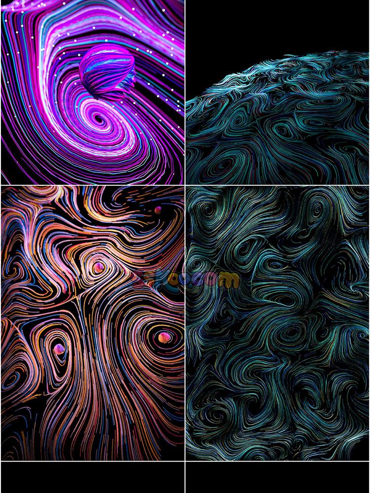 立体彩虹宇宙星空螺旋波纹线条炫酷插画海报电商背影PSD设计素材插图6