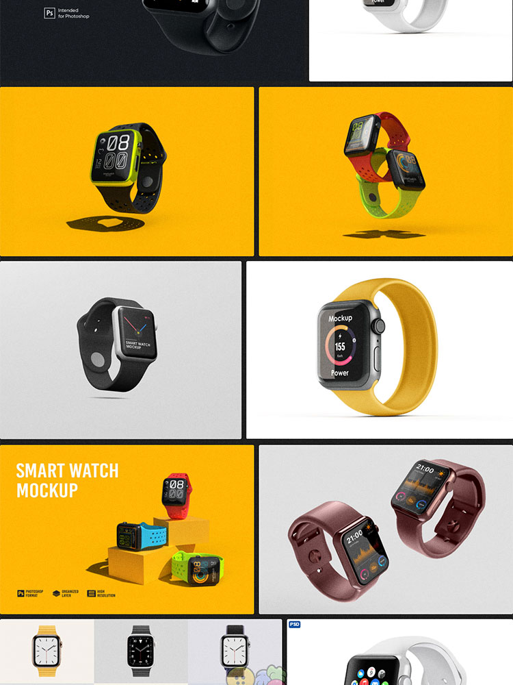 苹果apple watch智能手表UI界面作品展示贴图样机PSD设计模型素材插图9