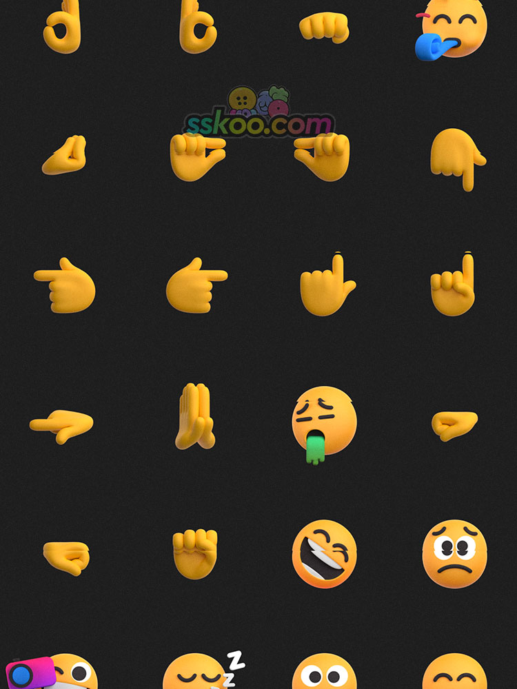 3D立体Emoji笑脸表情包手势开心微笑icon图标png免扣sketch插图xd插图6