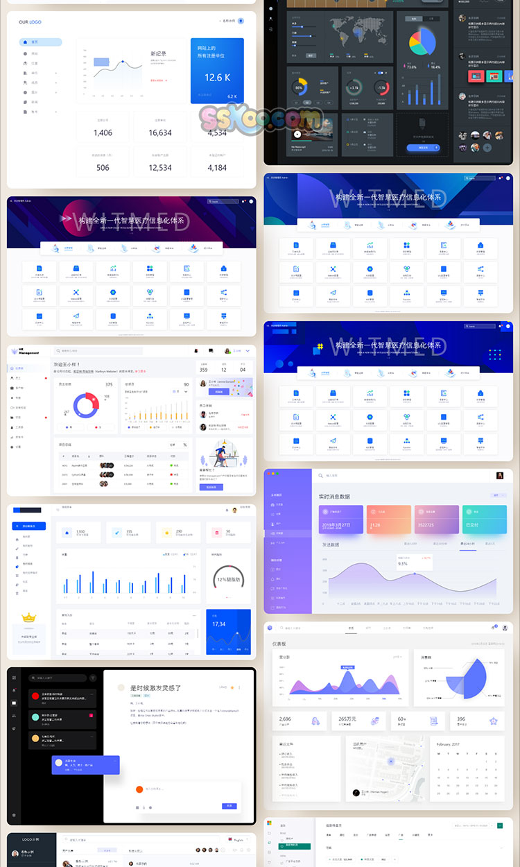 PC电脑网站企业后台管理系统UI可视化大数据信息图表Sketch模板插图4