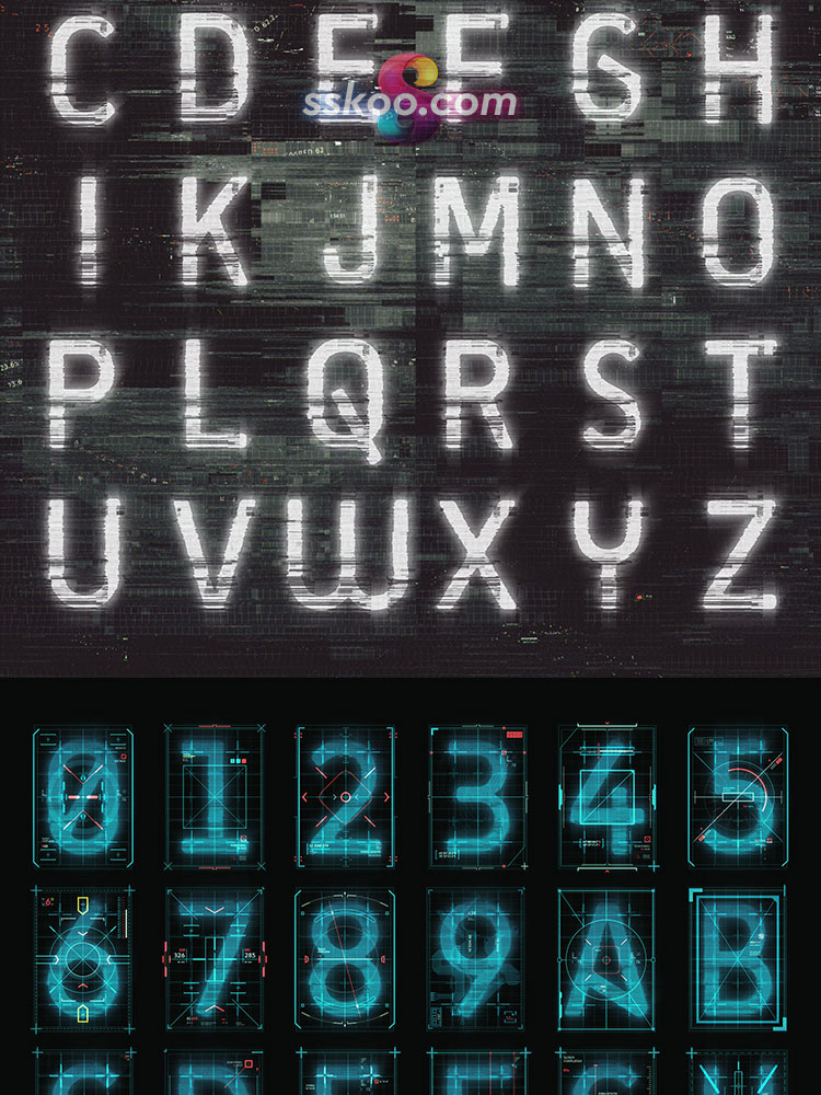 HUD界面UI高科技科幻电影字母数字文字数据AI矢量设计素材模板插图2
