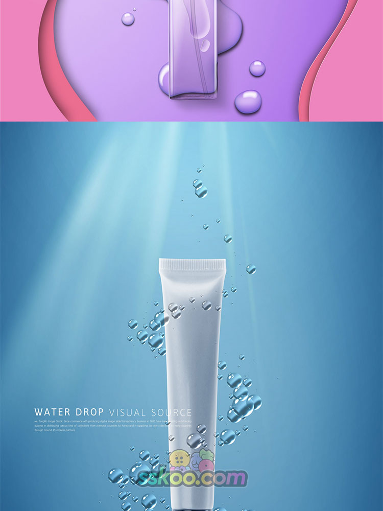立体晶莹透明水滴水珠水泡玻璃质感化妆品产品电商背景PS设计素材插图9