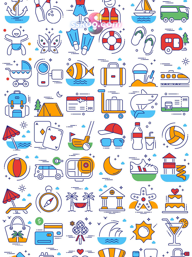 MBE旅游旅行交通户外露营APP UI图标ICON插画AI sketch设计PS素材插图2