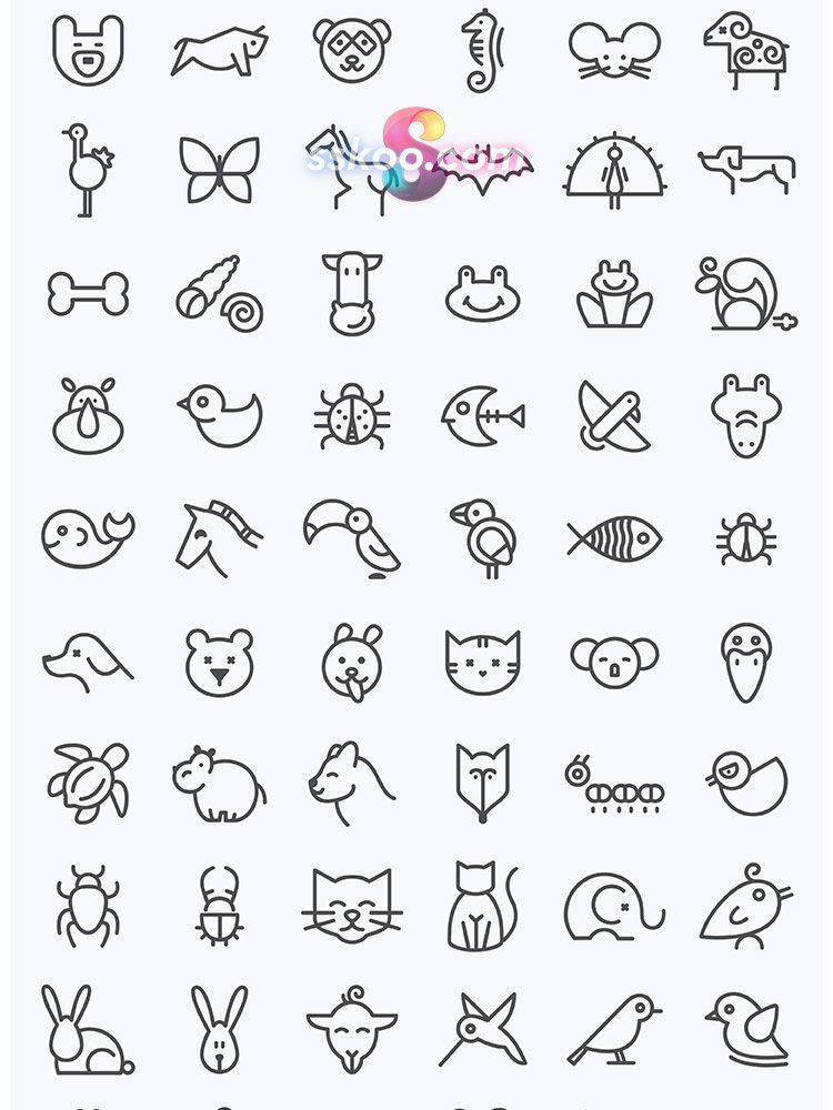线形线描可爱野生动物APP菜单导航UI图标ICON作品AI矢量设计素材插图3