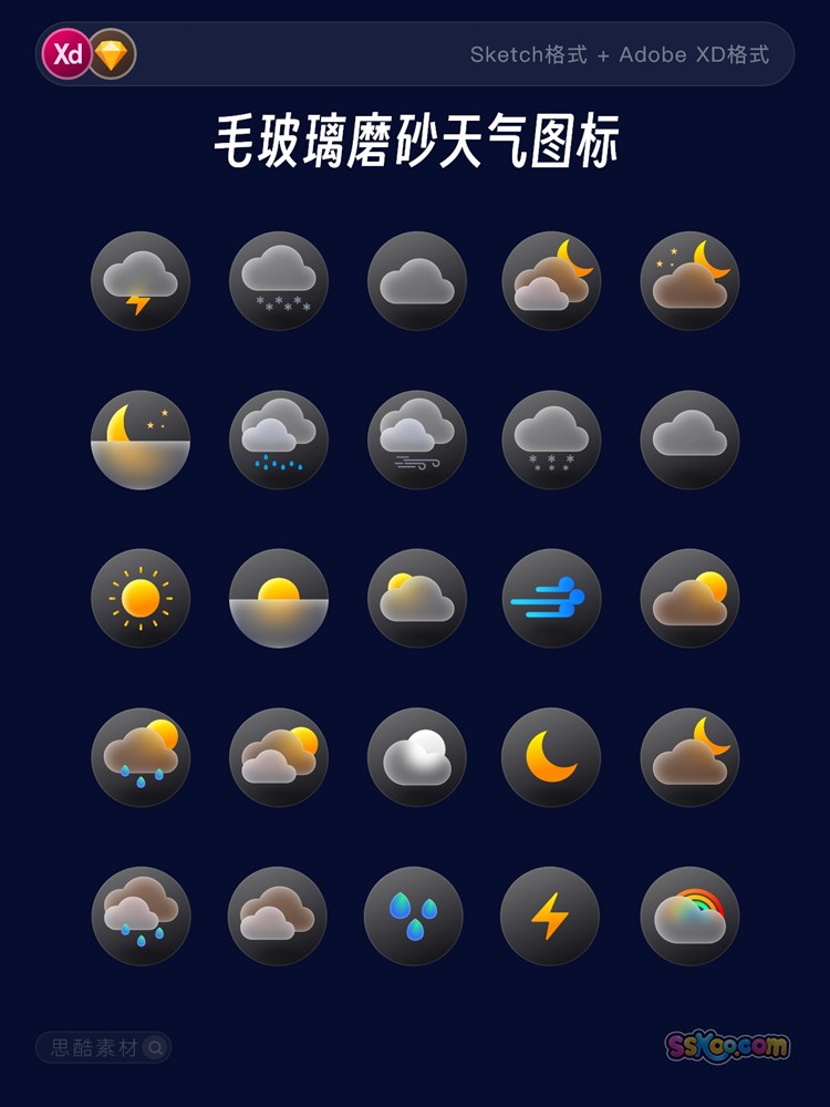 天气预报太阳云朵图标ICON 小程序APP矢量XD源文件Sketch设计素材插图2