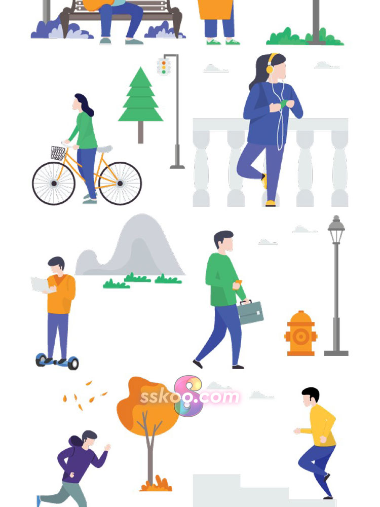 城市健康生活都市职场人物形象插画绘画插图AI矢量SVG设计素材插图2