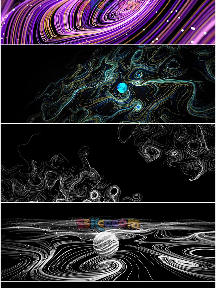 立体彩虹宇宙星空螺旋波纹线条炫酷插画海报电商背影PSD设计素材插图2