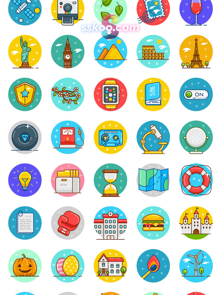 MBE彩色扁平化APP界面UI图标ICON作品AI矢量PSD源文件设计素材插图2