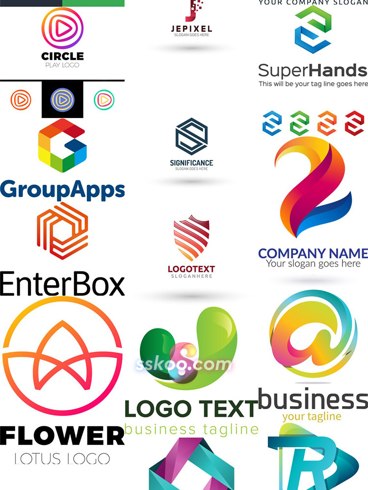 图标识标志几何图形企业商标VI品牌立体LOGO设计模板AI矢量素材插图18