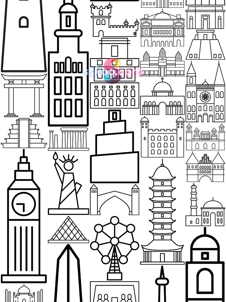 世界名城古迹建筑教堂高楼房屋APP菜单UI图标ICON AI矢量设计素材插图5