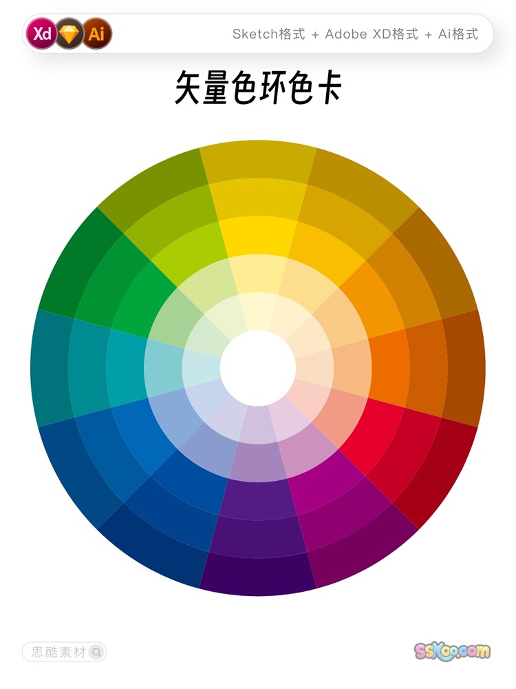 设计师常用CMYK色环色卡配色色版矢量XD文件Sketch模板ai设计素材插图1