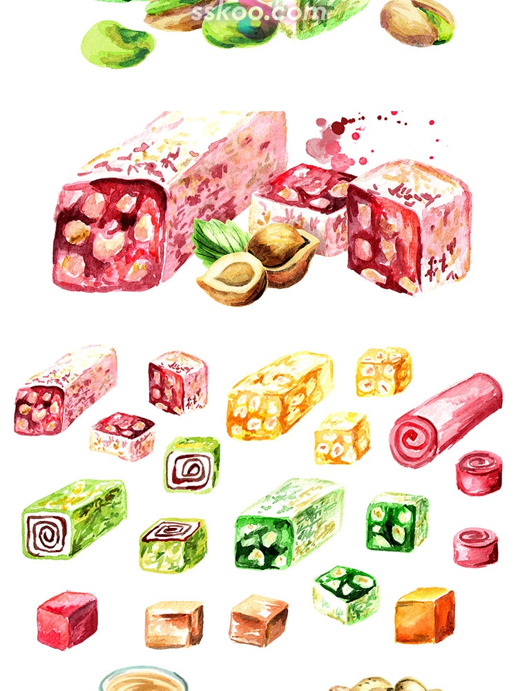 杏仁坚果食用油瓶子手绘水彩剪贴画插画插图PSD设计装饰素材插图13