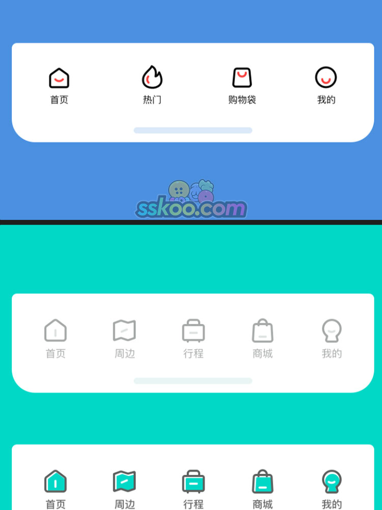 中文手机APP标签栏Tabbar分类导航UI图标扁平化Sketch设计素材PSD插图14