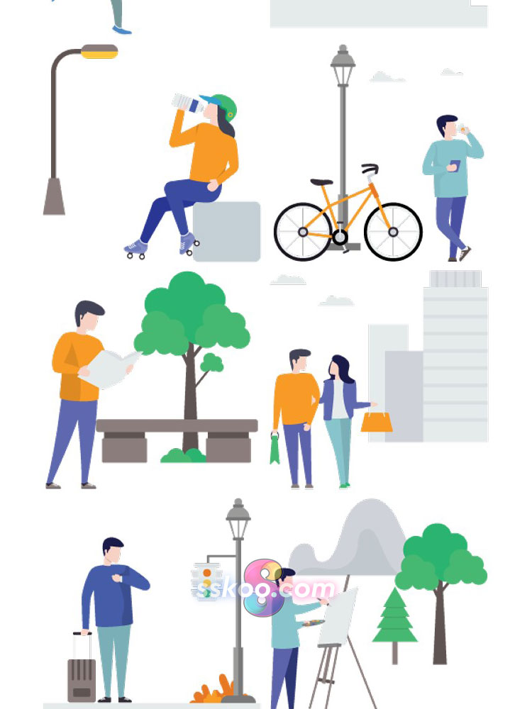 城市健康生活都市职场人物形象插画绘画插图AI矢量SVG设计素材插图3