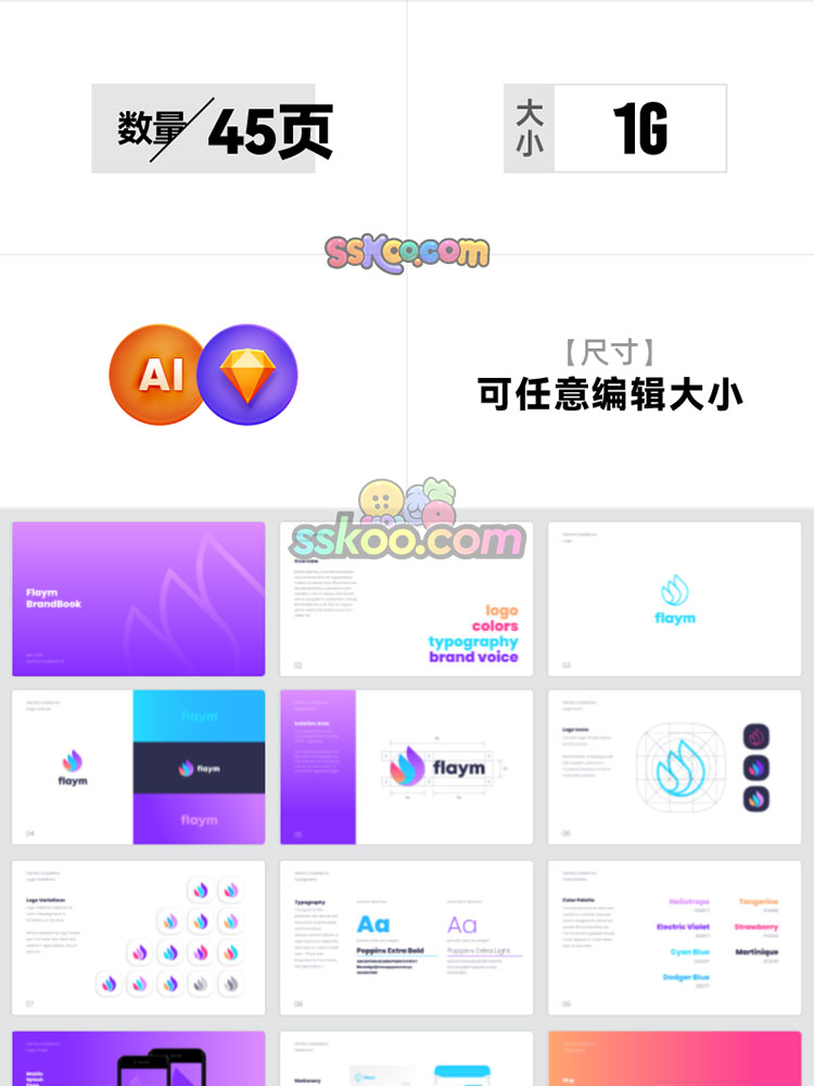 整套企业科技公司品牌VI手册VIS规范模板ai矢量sketch设计素材插图1