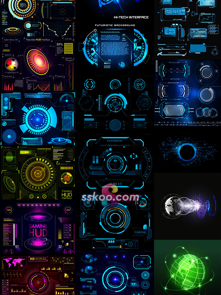 HUD界面UI高科技科幻电影数据信息化图表游戏AI矢量设计素材模版插图14