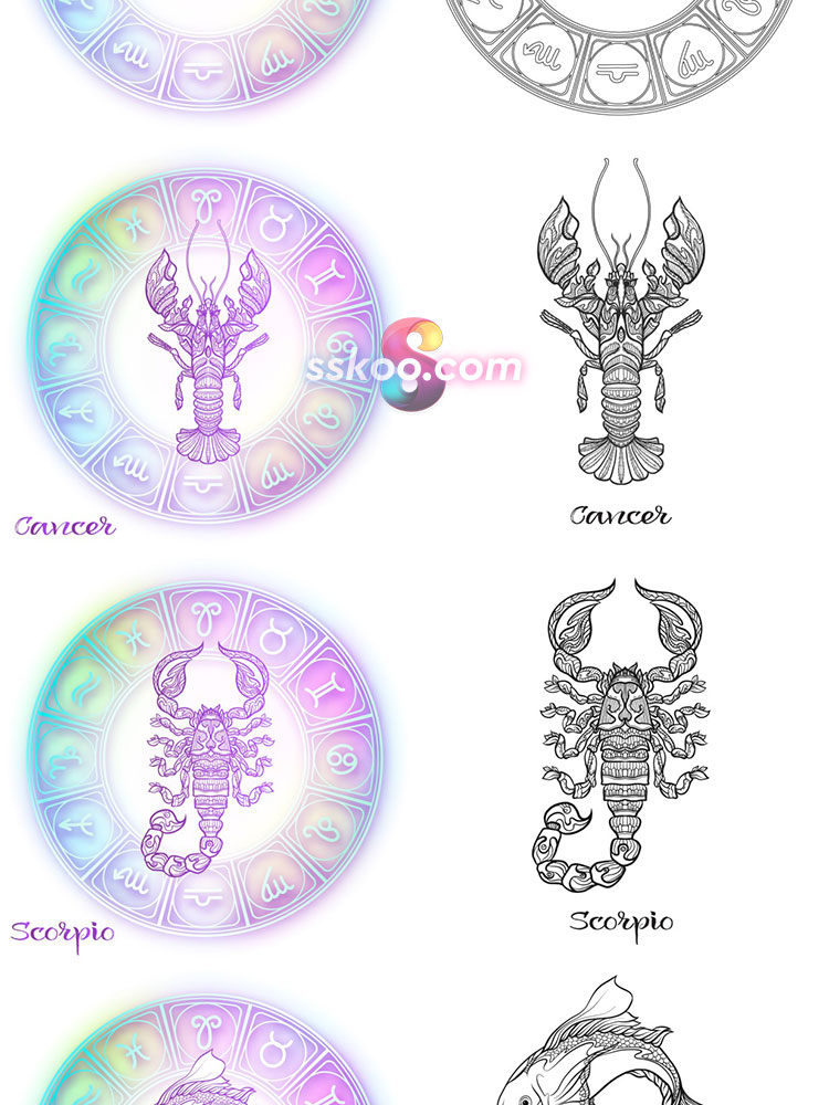 创意十二星座线描风格线条扁平化绘画插图插画AI矢量设计素材插图7