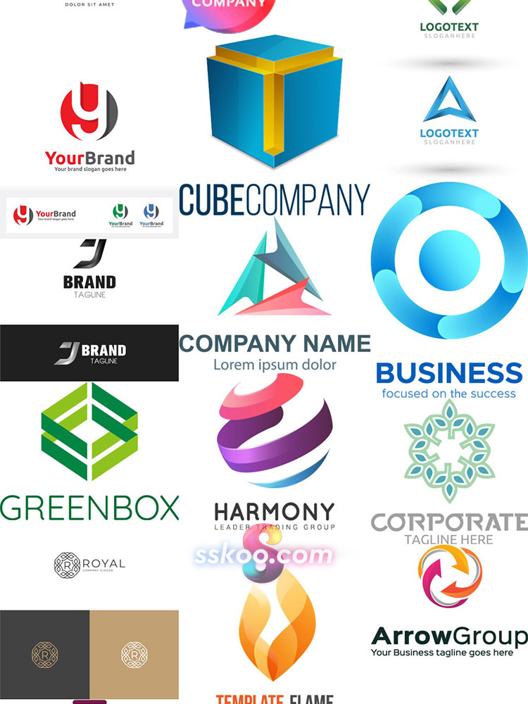 图标识标志几何图形企业商标VI品牌立体LOGO设计模板AI矢量素材插图8