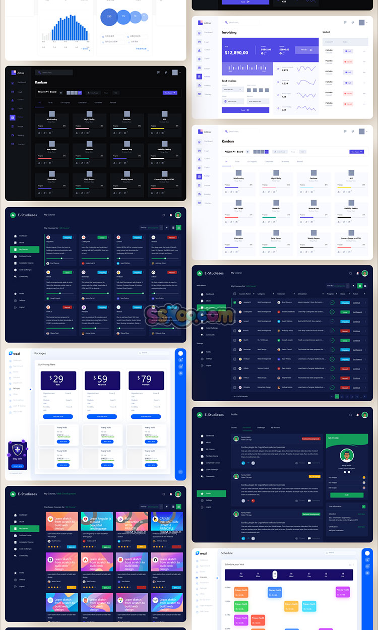 中文PC网站WEB后台管理系统UI平台数据信息图表XD设计素材模板插图10