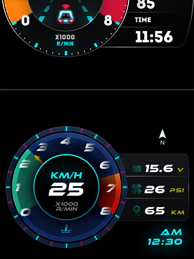 汽车摩托车仪表盘油表指南针罗盘UI车载系统PSD界面设计模板素材插图5