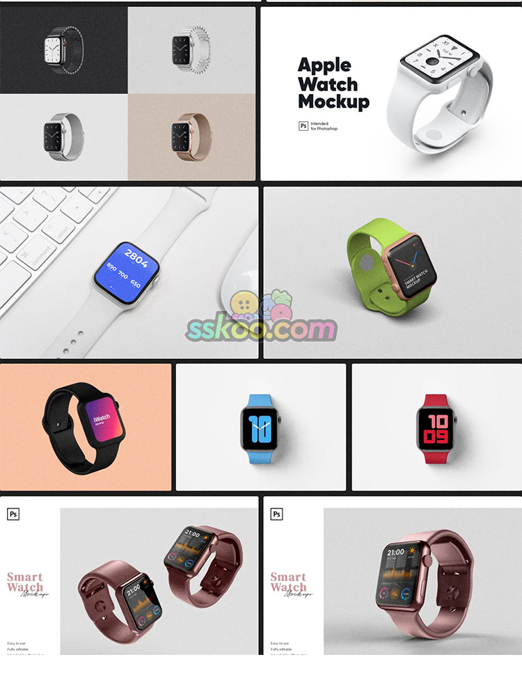 苹果apple watch智能手表UI界面作品展示贴图样机PSD设计模型素材插图16