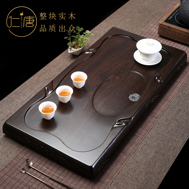 The whole black sandalwood tea plate solid wood tea table household size simple kung fu tea set log dry tea pallet