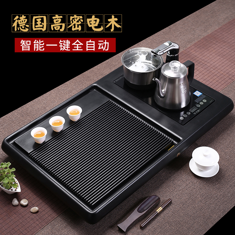 German electric wood tea tray induction cookware integrated fully automatic boiling water pot tea table minimalist home Gongfu tea with sea care tray