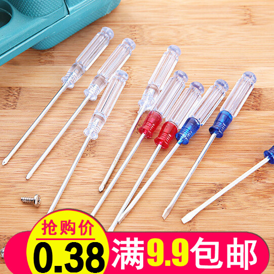 NOTEBOOK SCREWDRIVER CRYSTAL CLEAR HANDLE SMALL DRIVER 3 INCH 13cm WORD PLUM CROSS FLAT MOUTH SCREW DRIVER