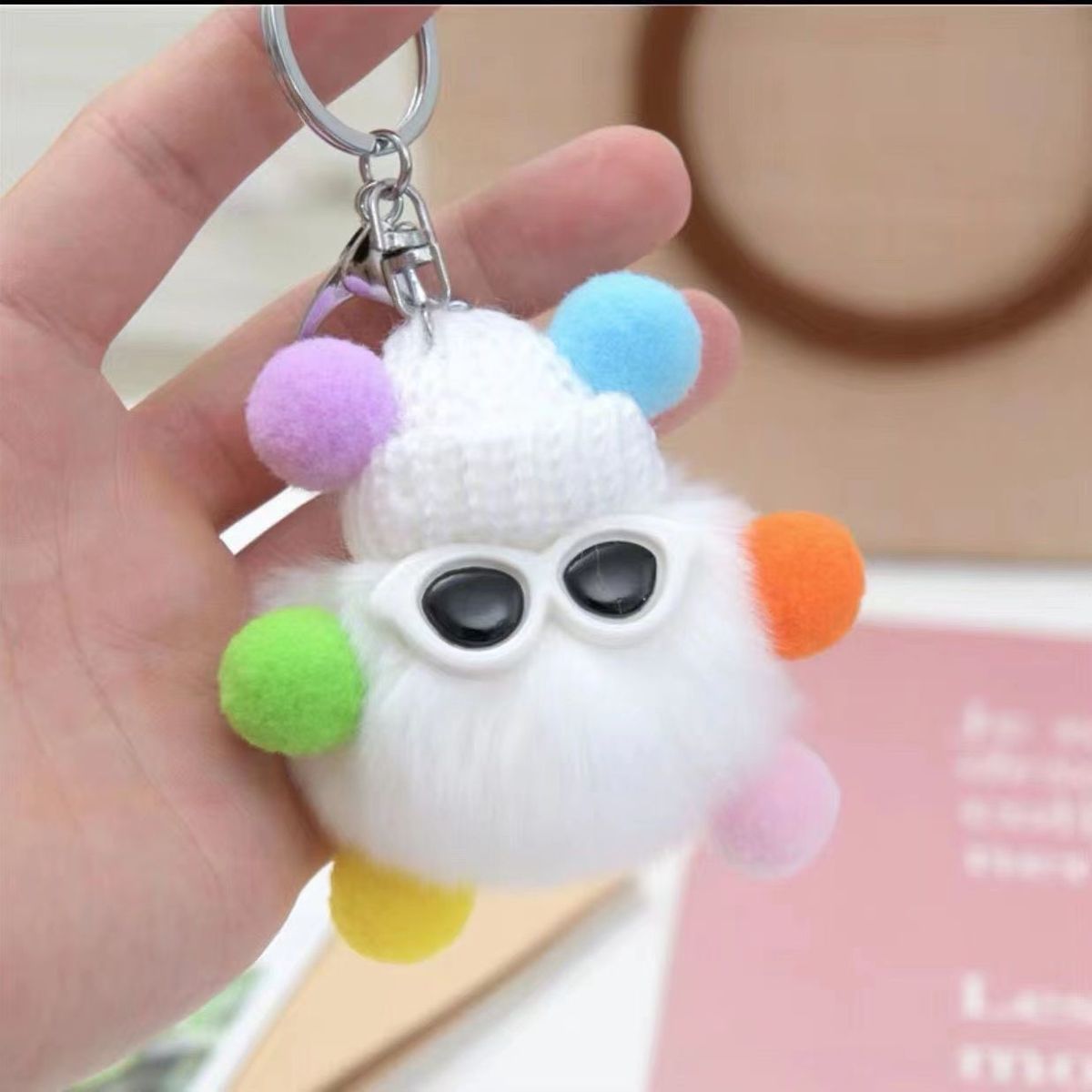 Cute Plush Rex Rabbit Small Coal Ball Key Chain Simple Girl Doll Pendant Schoolbag Pendant_voghion.com