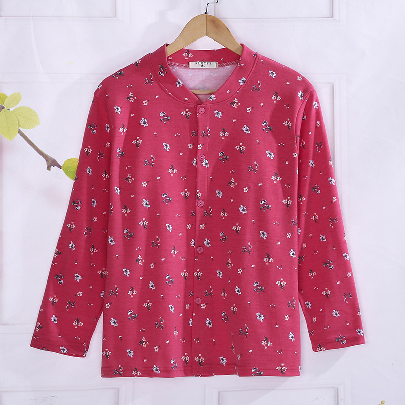 Three-gun mid-aged autumné woman inside wearing pure cotton elderly full cotton Grandma cardiovert underwear cardiovert warm clothes