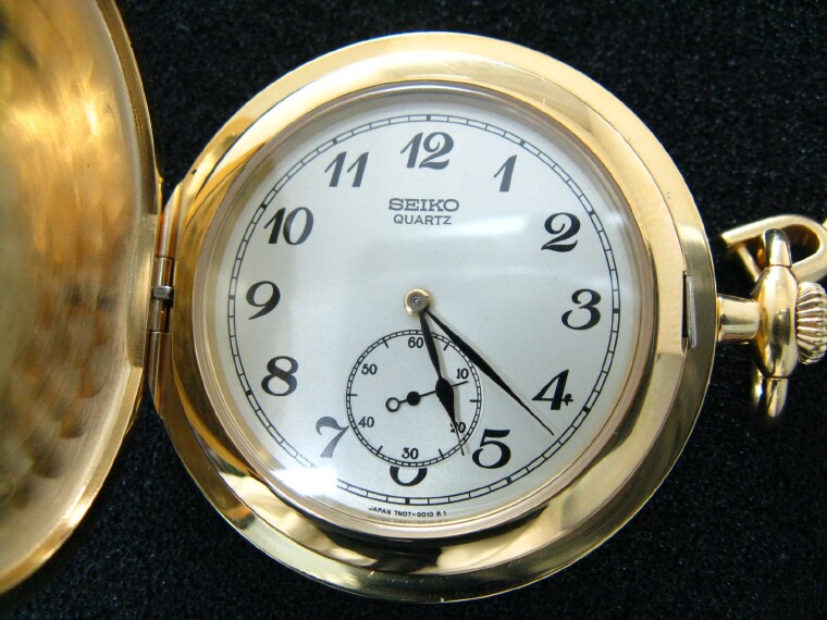 Japanese Prime Minister of the Cabinet of Ministers Gilded Seiko a Flip Quartz Electronic Pocket Watch