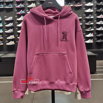 Li Ning womens sports sweatshirt winter new gush warm loose with cap printed casual blouses AWDR682