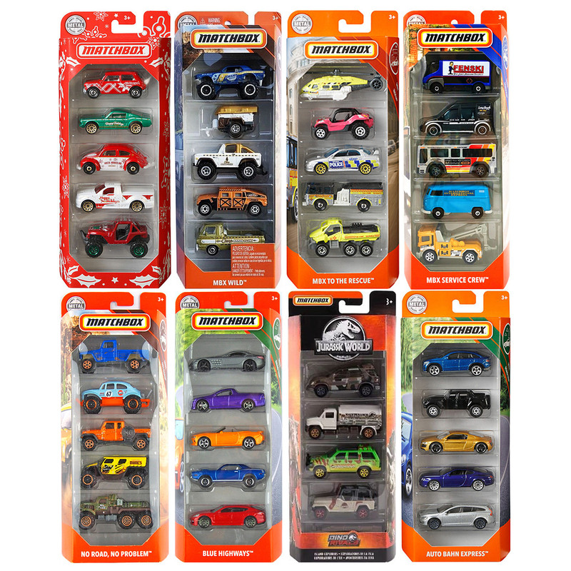 Matchbox Matchbox-Style City Car Model Toy Set of 5, Alloy Engineering Vehicles, Classic Cars, Complete Set
